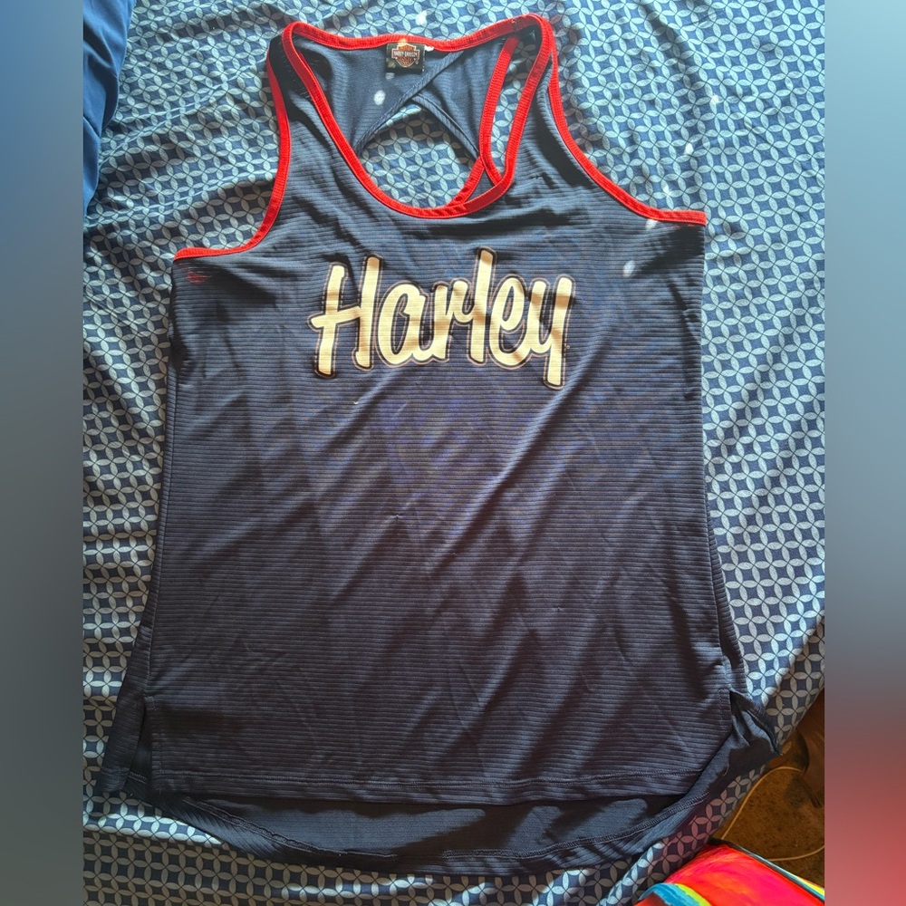 Harley-Davidson Navy and Red Tank Top